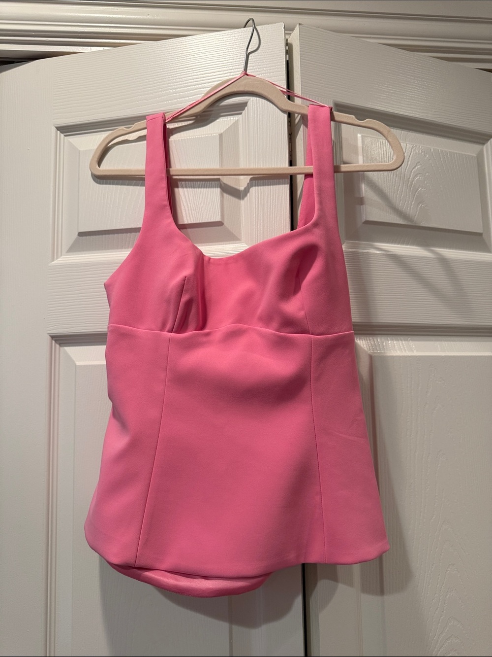 Zara Pink Square Neck Sleeveless Top